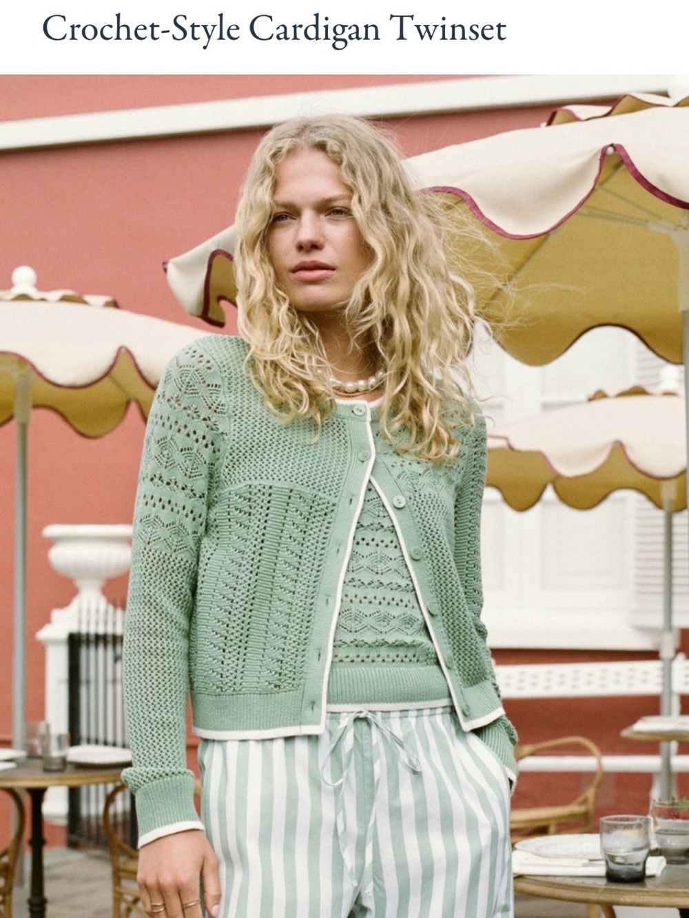 Abercrombie XS crochet style cardigan twinset